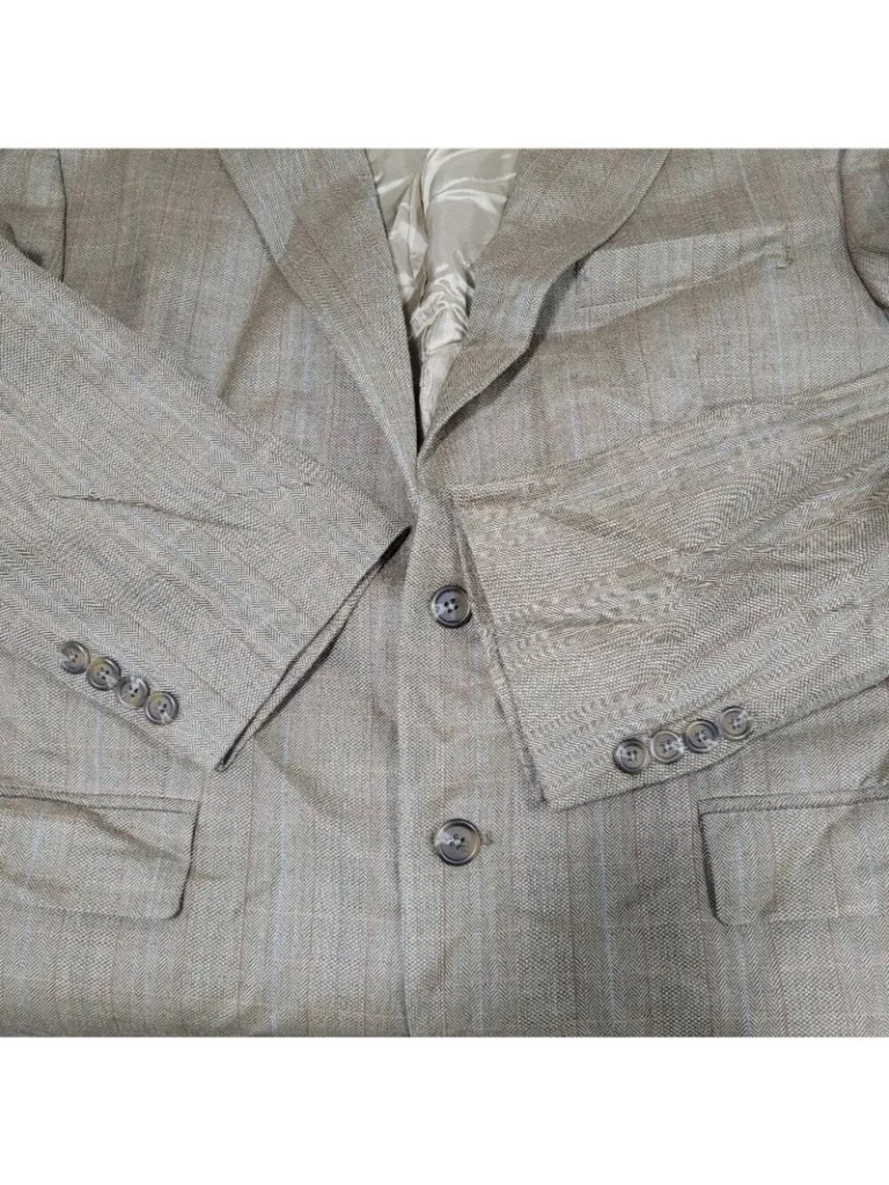 Lauren Ralph Lauren Tan Silk Wool 2 Button Vented Notch Blazer Sport Coat 43R
